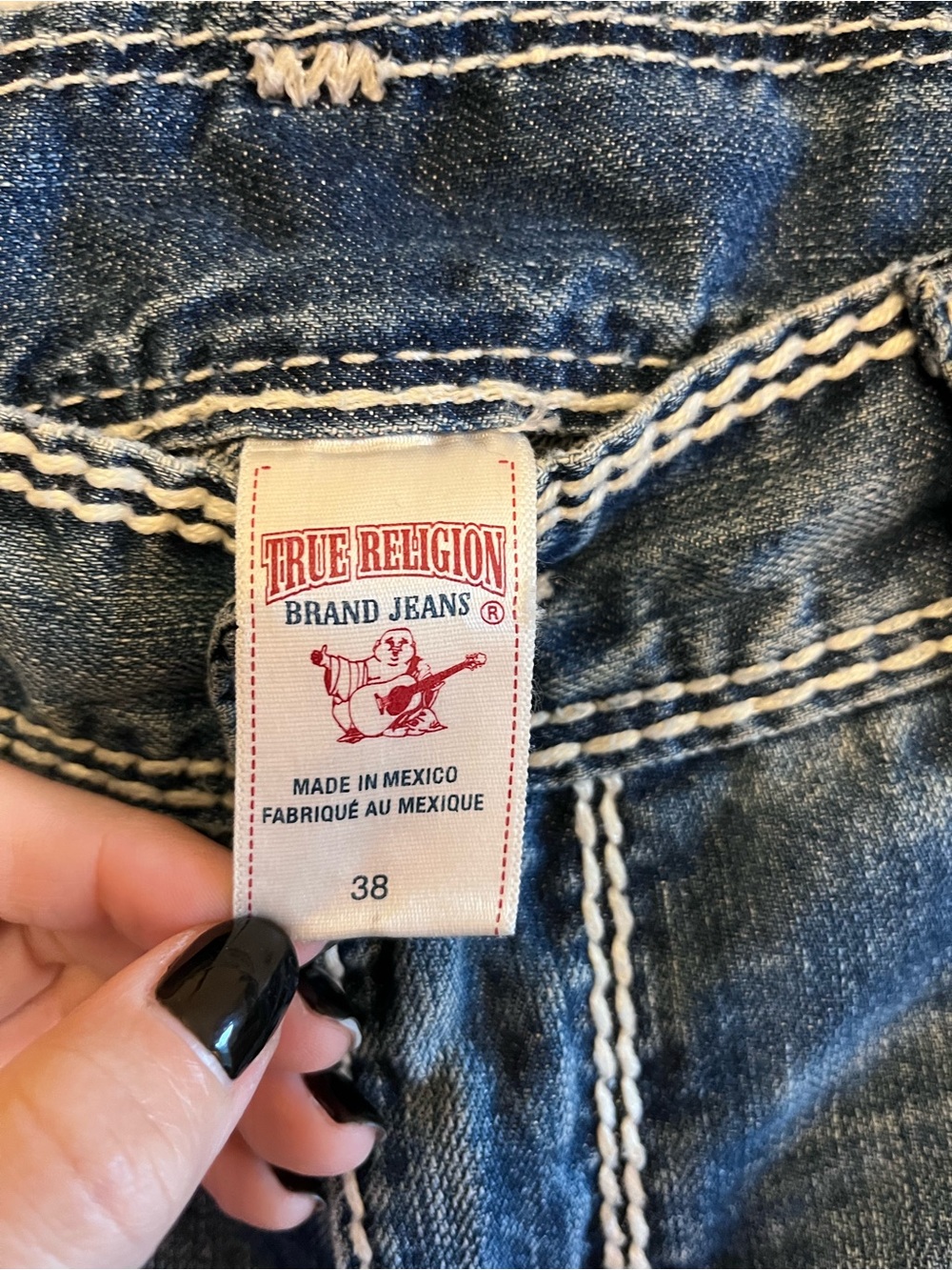 True Religion Men's Blue Distressed Denim Jeans - Picture 3 of 7